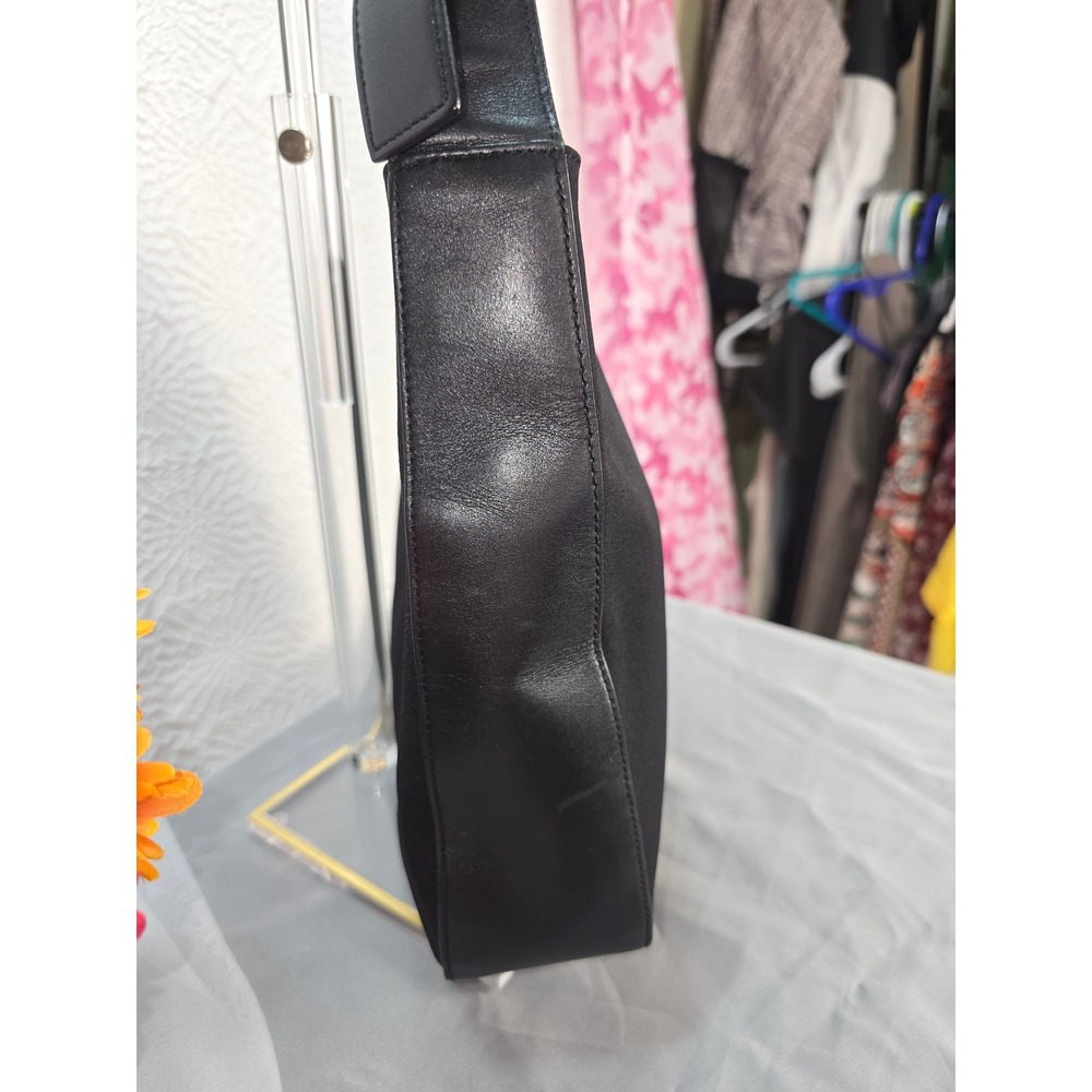 Salvatore Ferragamo‎ Black Canvas Leather Hobo Bag Gancini Hardware Shoulder Bag - Picture 6 of 12